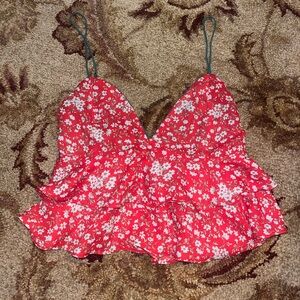 Dress Forum Red Floral Crop Top